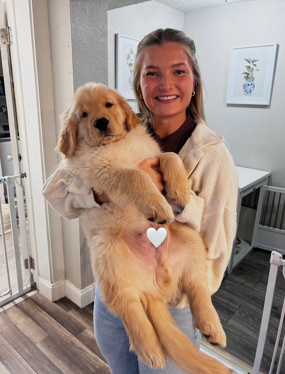 Jessica Miller with their Golden Retriever